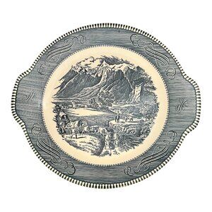 Vtg Currier and Ives By Royal Serving Platter The Rocky Mountains Pattern 10.5"